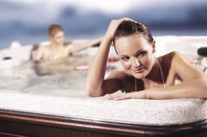 Women relaxing in a hot tub