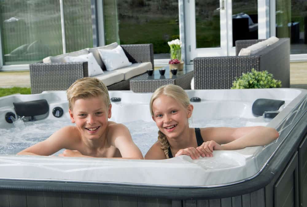 Kids in a hot tub