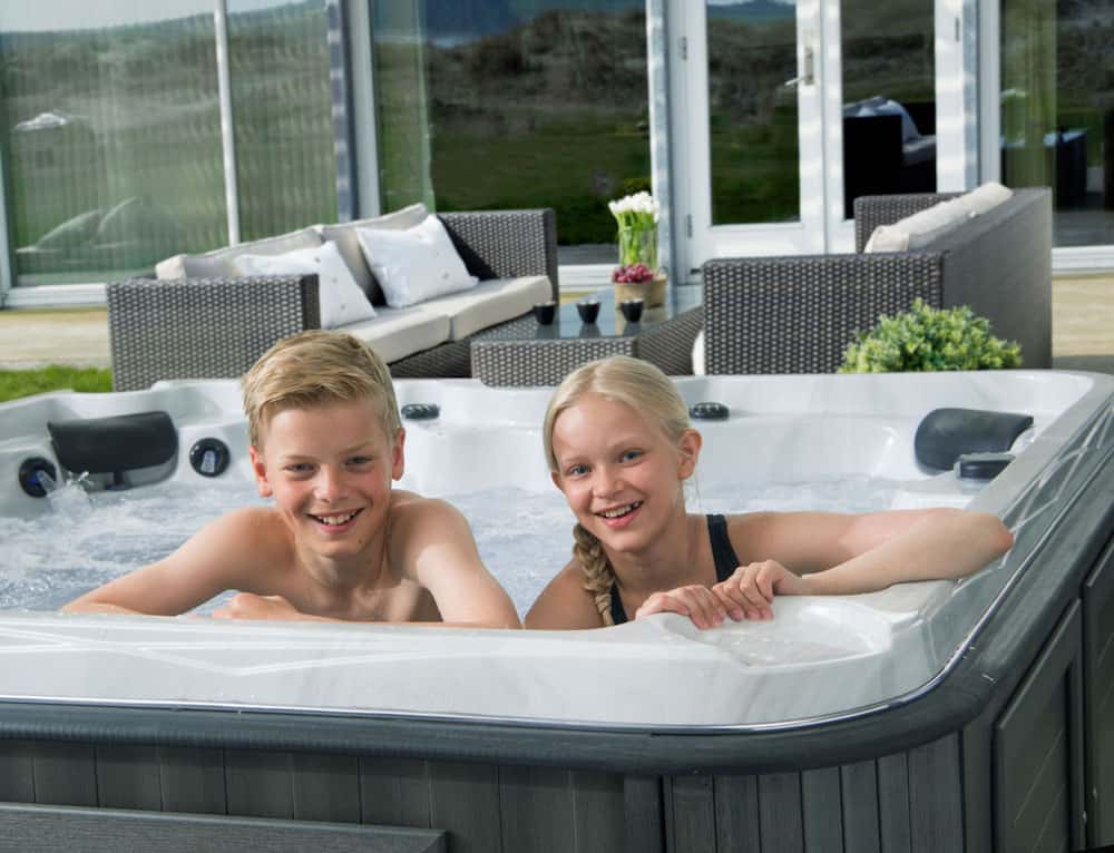 Kids in a hot tub
