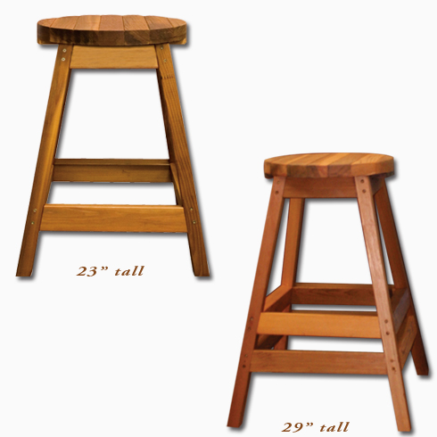 Cedar wood 23" tall and 29"tall bar stools