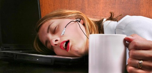 tired woman fall asleep at work